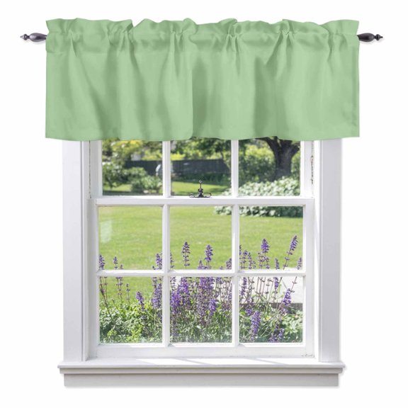 Window Valance for Kitchen, Avocado Green Solid Color Rod Pocket Curtain Valances Short Curtains Drapes Panel, Modern Minimalist Style Window Treatment Topper for Living Room Bathroom Bedroom 42x12in