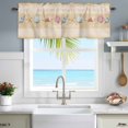 thumbnail image 1 of Window Valance for Kitchen,Marine Theme Coral Conch Starfish Rod Pocket Curtain Valances Short Curtains Drapes Panel,Ocean Shell Pearl on Yellow Window Treatment Topper for Living Room Bathroom, 1 of 9