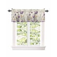 thumbnail image 1 of Window Valance for Kitchen,Purple Yellow Spring Flowers Wildflowers Rod Pocket Curtain Valances Short Curtains Drapes Panel,Plants on Vintage Letter Window Treatment Topper for Bedroom,42x12IN, 1 of 9