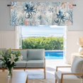 thumbnail image 1 of Window Valance for Kitchen,Sea Octopus Fish Coral Rod Pocket Curtain Valances Short Curtains Drapes Panel,Retro Blue Wood Grain Window Treatment Topper for Living Room Bathroom Bedroom Home Decor, 1 of 9