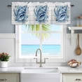 thumbnail image 1 of Window Valance for Kitchen,Summer Blue Sea Snails Rod Pocket Curtain Valances Short Curtains Drapes Panel,White Farm Wood Board Window Treatment Topper for Living Room Bathroom Bedroom Home Decor, 1 of 9