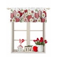 thumbnail image 1 of Window Valance for Kitchen, Valentine's Day Love Spring Flower Daisy Rod Pocket Curtain Valances Short Curtains Drapes Panel, Farm Leaves on White Window Treatment Topper for Bathroom Bedroom 42x18in, 1 of 8