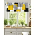 thumbnail image 1 of Curtain Valance for Windows,Yellow Color Block Abstract Geometric Kitchen Valances Rod Pocket Short Curtains,Black Plaid Collage Art Window Treatment Panel for Bedroom Bathroom 54"x18", 1 of 7