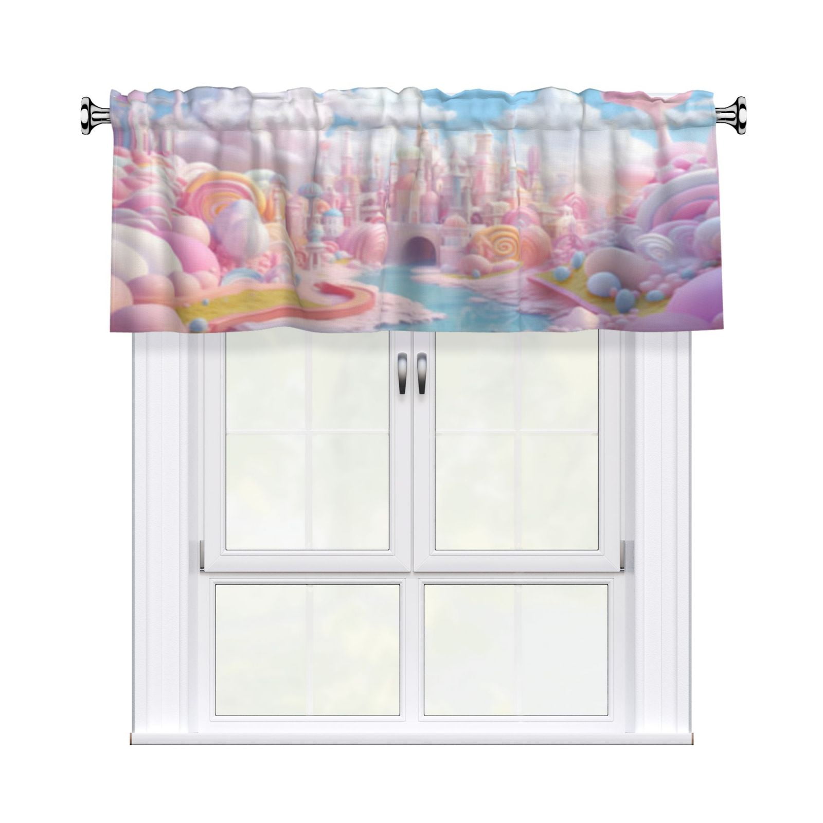 Window Valance for Living Room Bedroom Kitchen, Fantasy City In The Sky ...