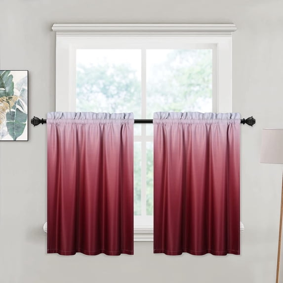 Window Valances for Bathroom, Ombre Blackout Red Valance for Christmas Kitchen Cafe Valance, 60x14 Inches, 1 Panel