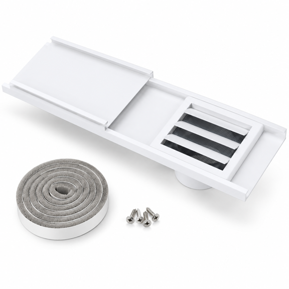 Window Vent Kit With Louvered Cover For 3" & 4" Hose, Adjustable Sealable Hood For 3D Printer, Dryer, Grow Tent