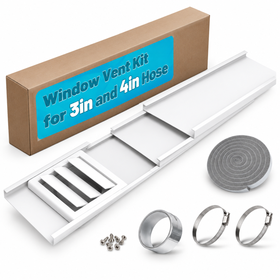 Window Vent Kit for 3D Printers, Engravers, and Dryers with Adjustable Seal for 3 & 4 Ducts