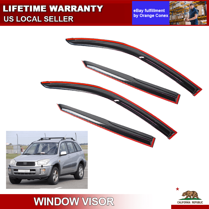 WellVisors Window Deflectors For 2008-2013 Toyota Highlander - Smoke Tint, No Drill, Chrome Trim