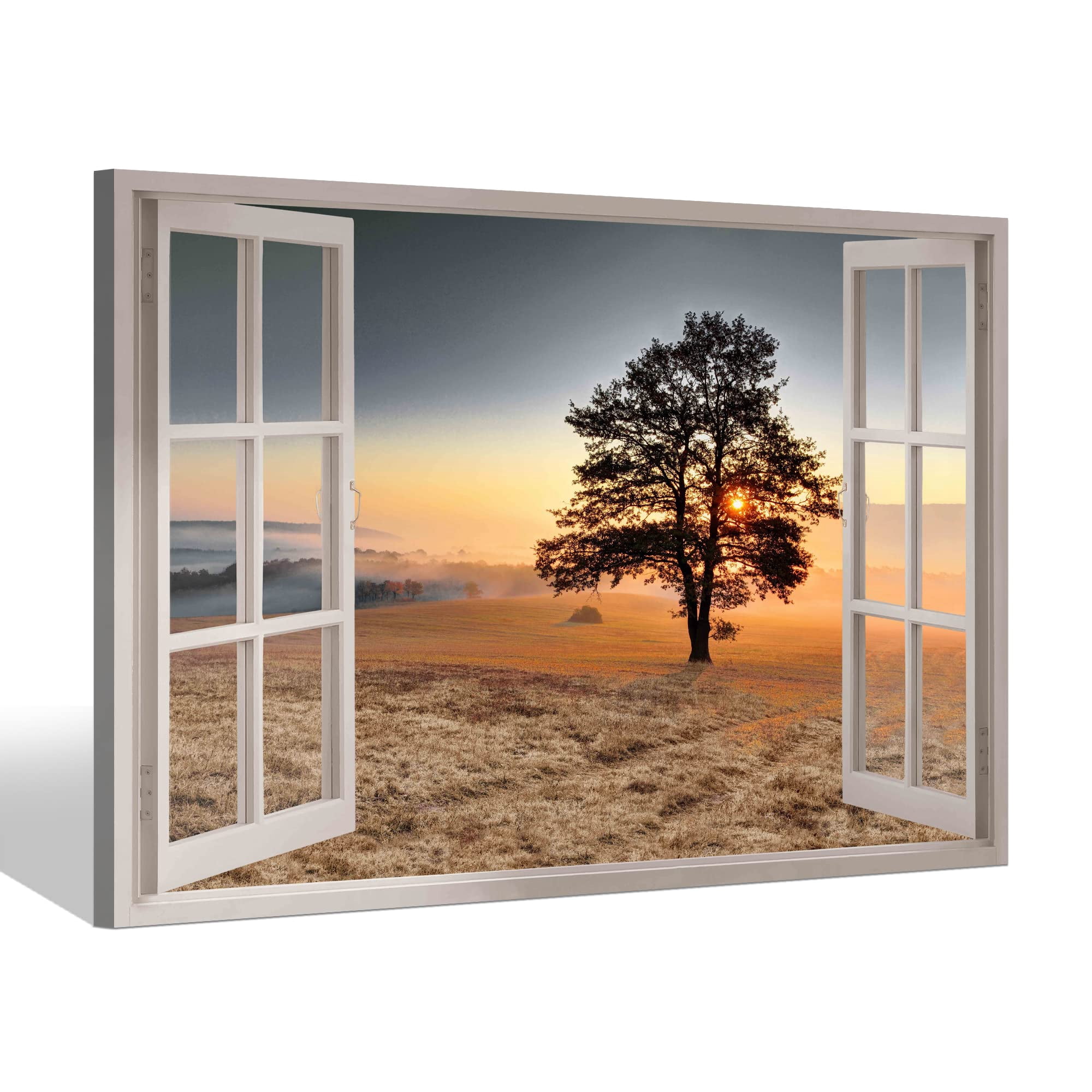 Customized Window Scenery Window View Canvas Wall Art, Nature Landscape Prints, Scenic Beach ...