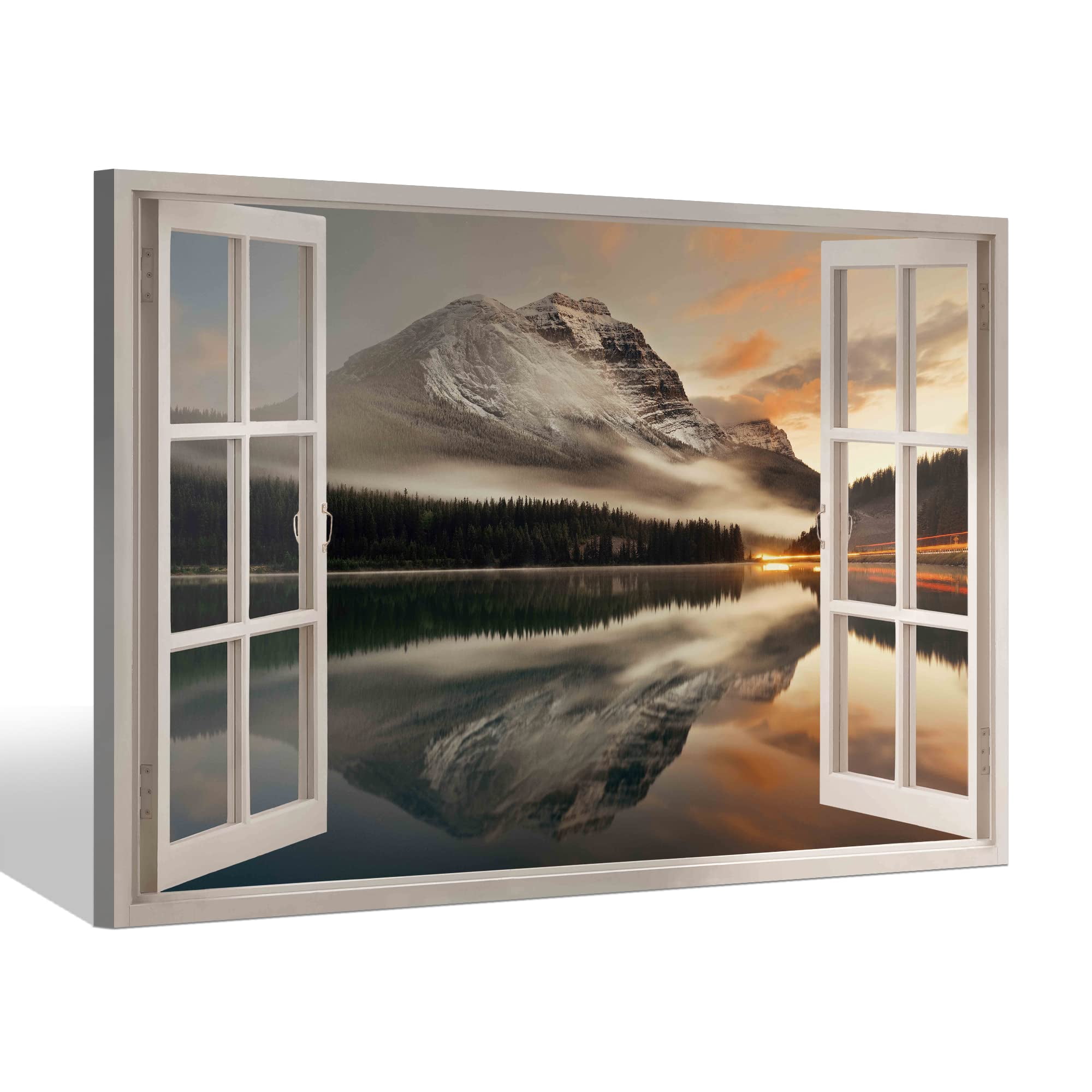 Windowed View Window View Canvas Wall Art, Nature Landscape Prints, Scenic Beach ...