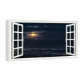 thumbnail image 1 of Window View of Moon Clouds Night City View Canvs Art Fake Open Window Wall Art Moon Clouds Night City View Framed Painting For Livingroom Office Bedroom Ready to Hang, 1 of 6