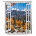 thumbnail image 1 of Window View Shower Curtain - Water Repellent Fabric Shower Curtains Washable, Autumn Mountain Fall Maple Trees Decorative Polyester Cloth Bathroom Curtains Modern Bath Decor 72"x72", 1 of 8