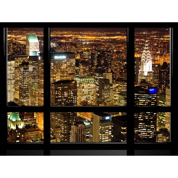 Art.com Window View, Special Series, Landscape by Night, Manhattan, New York City, United States Photographic Print by Philippe Hugonnard, 24" x 18"