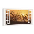 thumbnail image 1 of Window View of Beach Sunset Canvs Art Fake Open Window Wall Art Sunrise Beach Framed Painting For Livingroom Office Bedroom Ready to Hang, 1 of 6