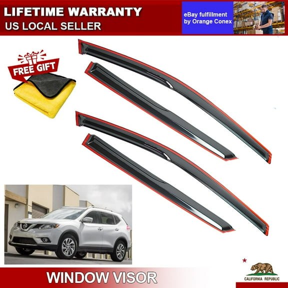 Window Visor Vent For Nissan Rogue 2014-2020 Mugen Rain Guards Wind Deflector