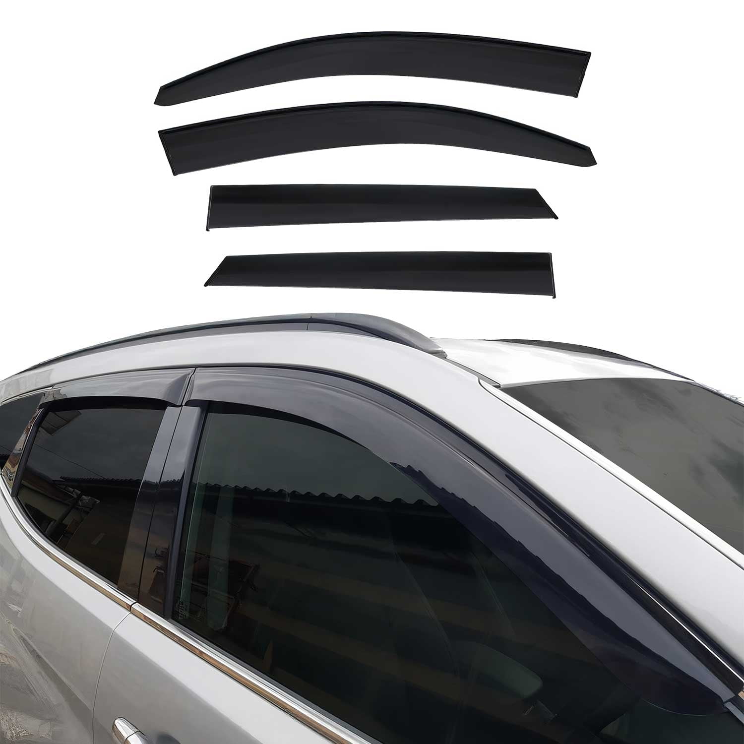 Car Window Visor Rain Guards For Toyota BZ4X Touring 2025-2027 - 4 Piece Set, Reduces Wind Noise & Sun Glare