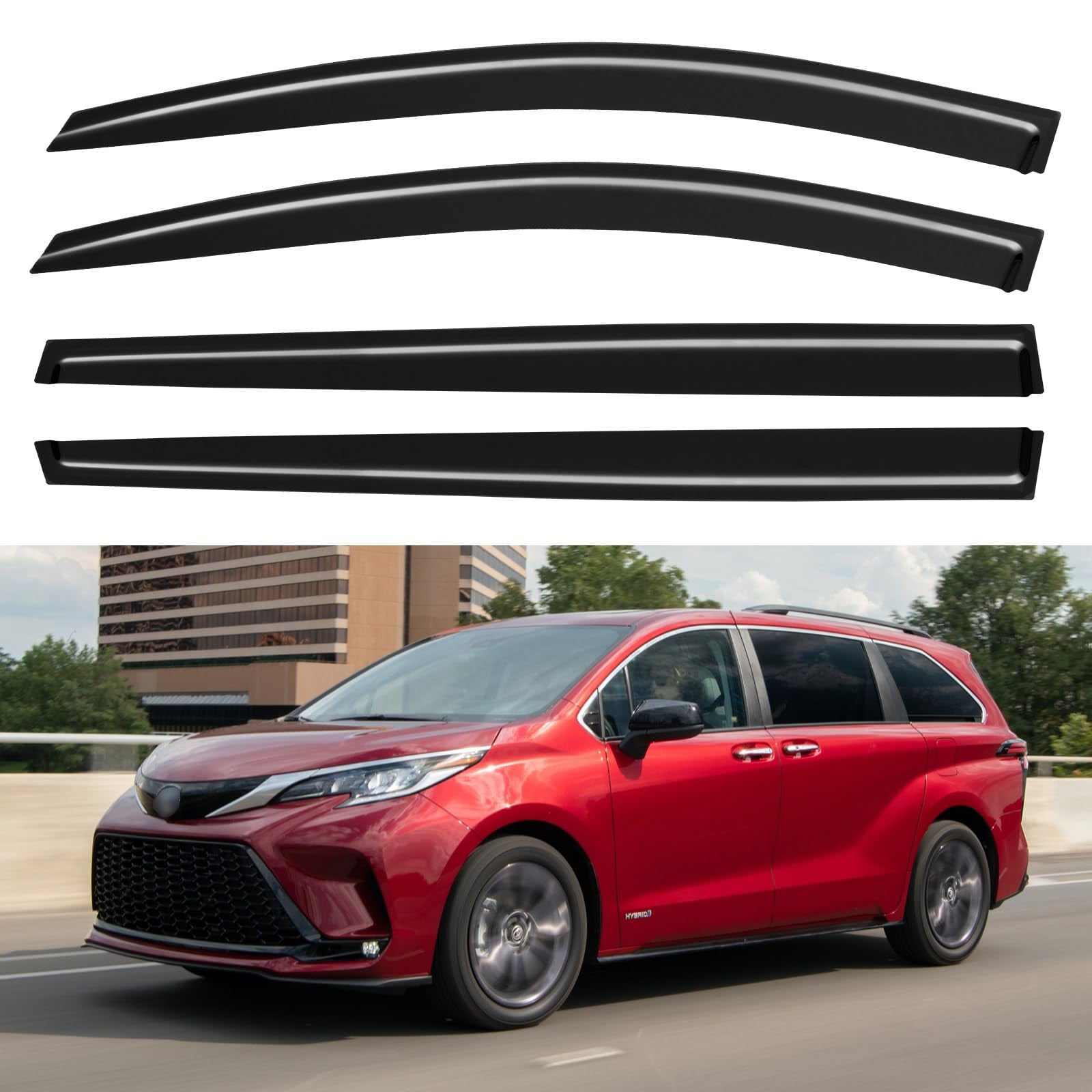 Mengjiesi 6-Piece Chrome Out-Channel Window Deflectors For Toyota RAV4 2019-2025 - Shatterproof Rain Guards & Vent Visors