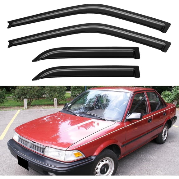 Window Visors Rain Guards Shield for 1984-1992 Toyota Corolla, Out-Channel Window Vent Wind Deflectors Visors Shades for 84-92 Corolla