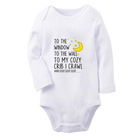 To The Window To The Wall To My Cozy Crib I Crawl Funny Rompers, Newborn Baby Unisex Bodysuits, Infant Jumpsuits, Toddler 0-12 Months Kids Long Sleeves Oufits (White, 0-6 Months)