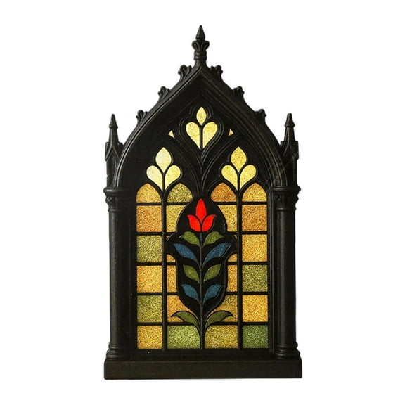 Window Wall Hanging Wooden Church Gothic Art Vintage Floral Decor for Living Room Bedroom Kitchen Office