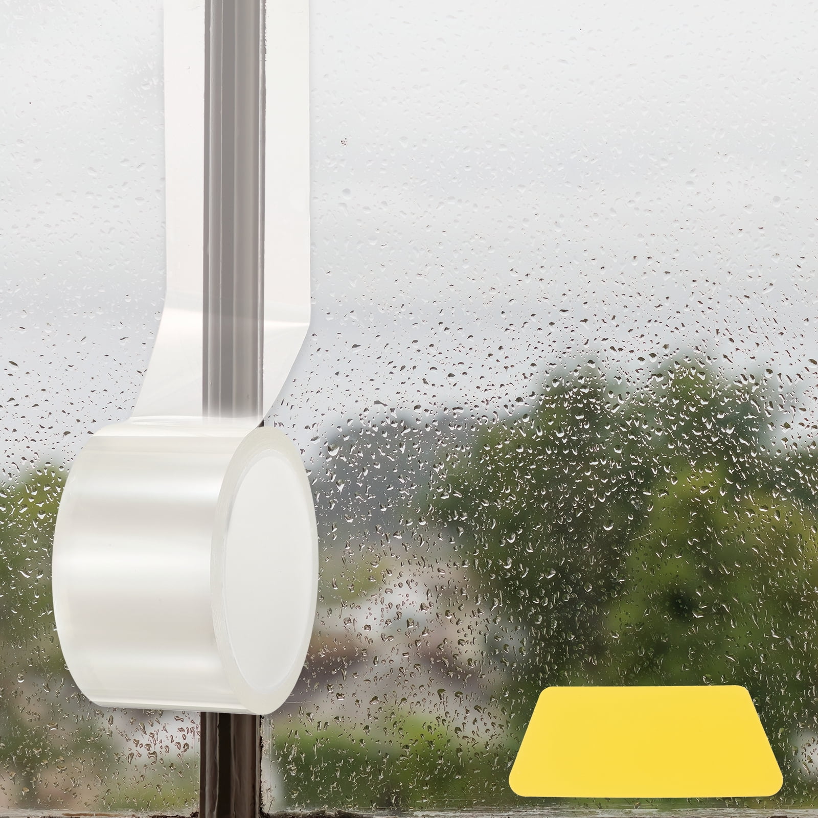 Window Weather Sealing Tape, 2.8 Inch x 16.4 ft Clear Weather Stripping Residue-Free Window Insulation Tape for Doors Bathroom Glass Gaps (31.5mil Thick)