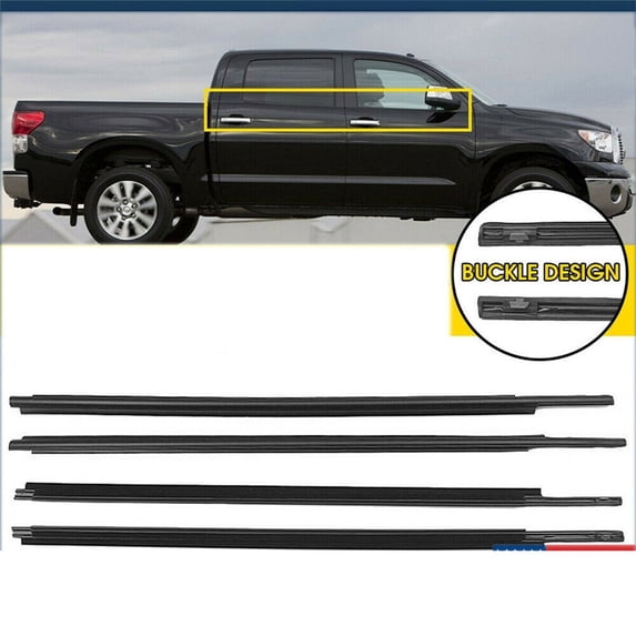 Window Weatherstrip Seal Belt Trim Fits For Toyota Tundra Crew Cab 2007-18 4 PCS