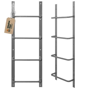 Window Well Steel Ladder for Basement Windows (Gray, 4-Rung) - Heavy Duty Bolt-On Egress Ladder for Home, Easy to Install Wall Mounted Egress Window Well Ladders, Powder Coated Steel Escape Ladders