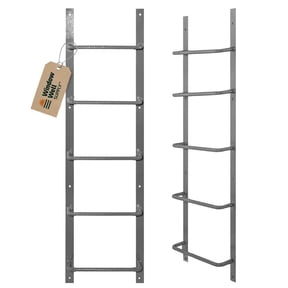 Window Well Steel Ladder for Basement Windows (Gray, 5-Rung) - Heavy Duty Bolt-On Egress Ladder for Home, Easy to Install Wall Mounted Egress Window Well Ladders, Powder Coated Steel Escape Ladders