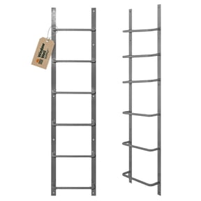 Window Well Steel Ladder for Basement Windows (Gray, 6-Rung) - Heavy Duty Bolt-On Egress Ladder for Home, Easy to Install Wall Mounted Egress Window Well Ladders, Powder Coated Steel Escape Ladders