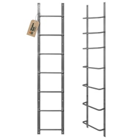 Window Well Steel Ladder for Basement Windows (Gray, 7-Rung) - Heavy Duty Bolt-On Egress Ladder for Home, Easy to Install Wall Mounted Egress Window Well Ladders, Powder Coated Steel Escape Ladders