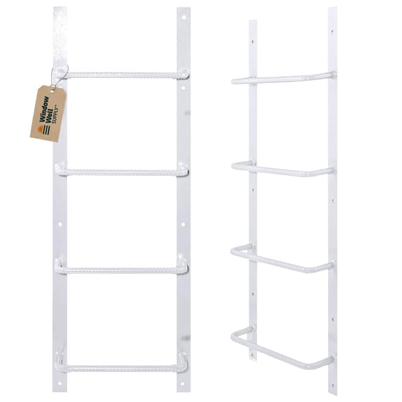Window Well Steel Ladder for Basement Windows (White, 4-Rung) - Heavy Duty Bolt-On Egress Ladder for Home, Easy to Install Wall Mounted Egress Window Well Ladders, Powder Coated Steel Escape Ladders