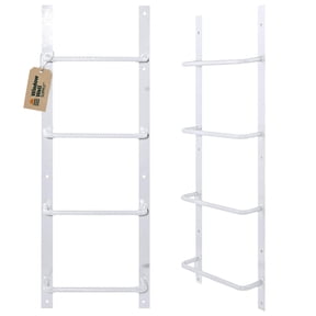 Window Well Steel Ladder for Basement Windows (White, 4-Rung) - Heavy Duty Bolt-On Egress Ladder for Home, Easy to Install Wall Mounted Egress Window Well Ladders, Powder Coated Steel Escape Ladders