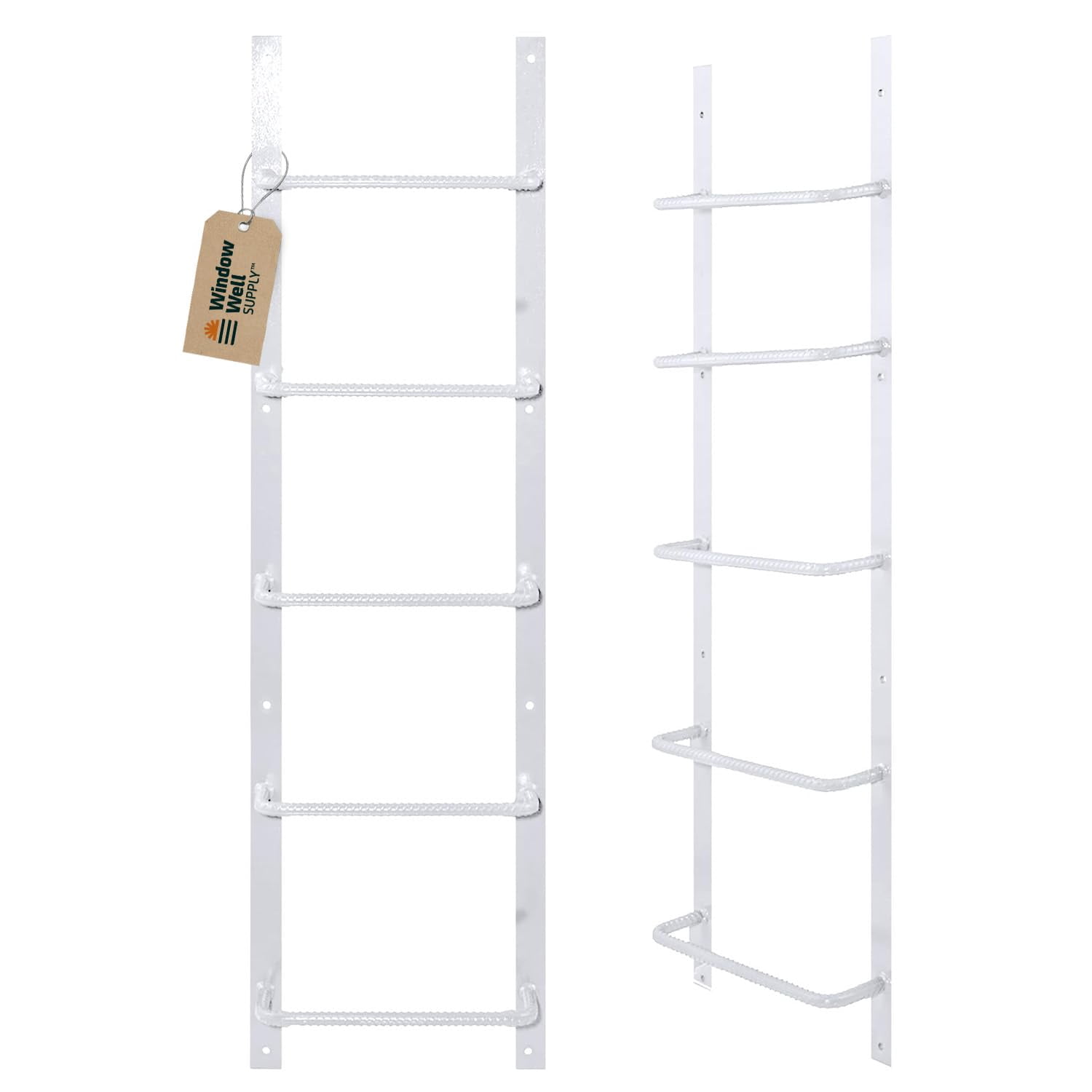 Window Well Steel Ladder for Basement Windows (White, 5-Rung) - Heavy ...