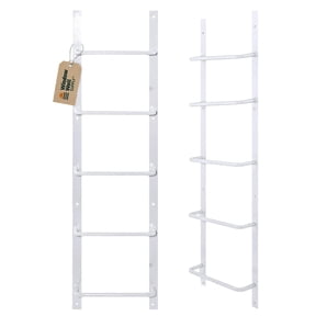 Window Well Steel Ladder for Basement Windows (White, 5-Rung) - Heavy Duty Bolt-On Egress Ladder for Home, Easy to Install Wall Mounted Egress Window Well Ladders, Powder Coated Steel Escape Ladders