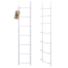 Window Well Steel Ladder for Basement Windows (White, 7-Rung) - Heavy Duty Bolt-On Egress Ladder for Home, Easy to Install Wall Mounted Egress Window Well Ladders, Powder Coated Steel Escape Ladders