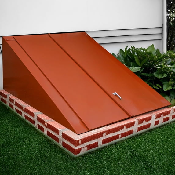 Window Well Supply Basement Door for Cellar and Exterior Use, Bulkhead Doors for Basement with Angled Openings – Knock-Down Design 51" W x 64" L x 22.25" H – Basements Cellar Access and Security