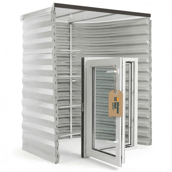 Window Well Supply - Egress Window Well Kit - Complete Basement Egress Window Kit - Includes Argon-Filled Basement Window - 27"x45", Window Well, Egress Ladder, Window Well Cover - 55"Wx 36"Px 60"D