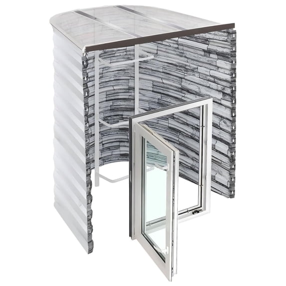 Window Well Supply Egress Window Well Kit - Complete Basement Egress Window Kit - Includes Argon-Filled Basement Window, Window Well, Egress Ladder, Window Well Cover - Stoneview, 55"L x 36"W x 48"D