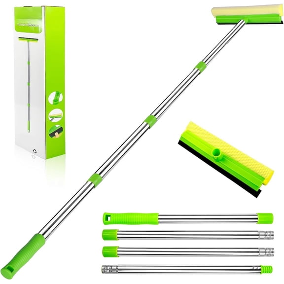 Window , for Window Cleaning, 2 in 1 Window Cleaner with 58'' Long Handle,Window Washing Kit with Extension Pole for Shower, Windshield, Mirror, Gas Station, Glass
