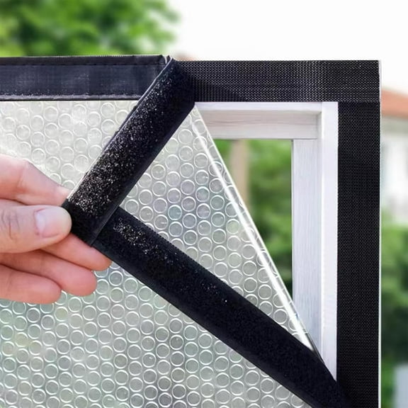 Window Winter Insulation Film Kit: Reusable Bubble Window Insulation Film for Winter, Window Winterizing Kit, Weatherproofing Window Insulation Cover Kits (Black Edge, 120cm*120cm/47.24in*47.24in)