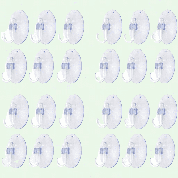 Window Wreath Hanger - Set of 20, Transparent Suction Cups with Hooks
