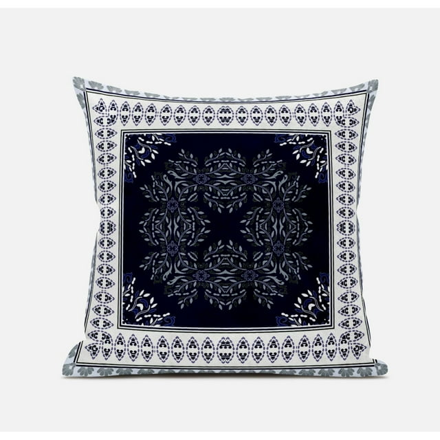Window Wreath Palace Suede Zippered Pillow W Insert in Light Green Blue 18 x 18
