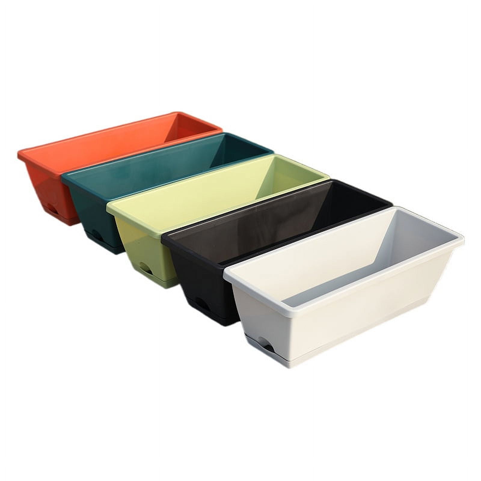Window box planter 4 Sets Rectangle Window Box Planter Vegetable Planter Pot Flower Pot with Tray for Garden Indoor