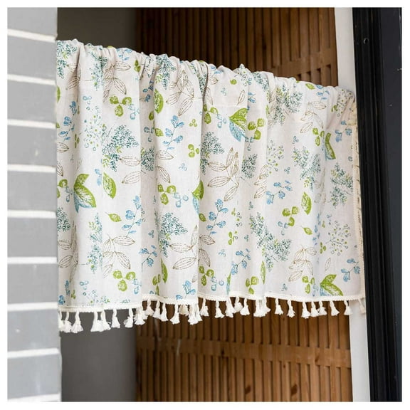 Window curtains opaque bistro curtain rustic kitchen short flax semi-transparent light filtering curtain panel for country house style