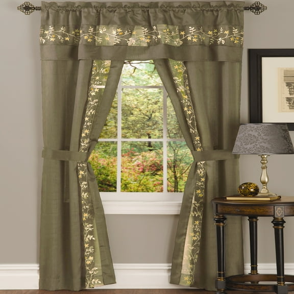 Window in a Bag Taupe Floral Modern Window Curtain with Panel and Valance