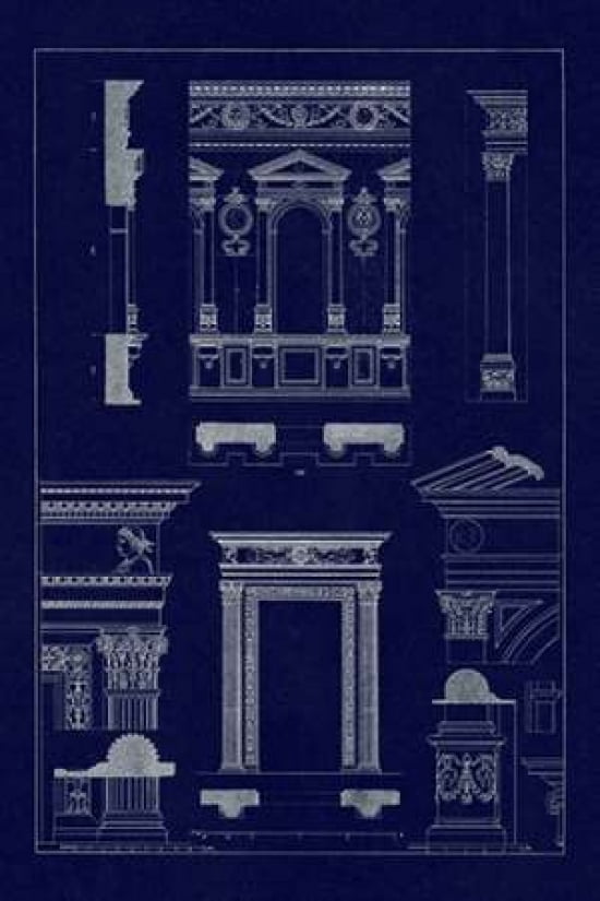 Window in the Cortile of Dodges Palace Palazzo Vecchio and Santa Croce (Blueprint) Canvas Art - J Buhlmann (12 x 18)