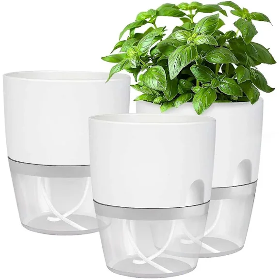 Window sill kitchen set self-watering set of 3 herb garden for kitchen 18.2 X 11 X 15.3 cm for kitchen fresh herbs white