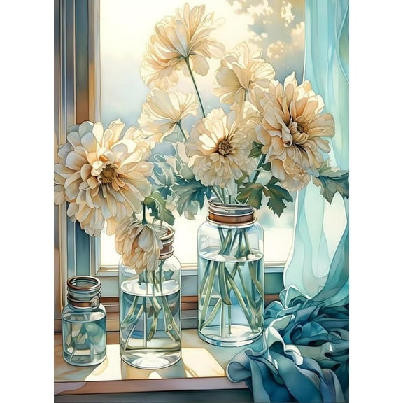 5D DIY Diamond Art Kits for Adults Beginners,Flower Drill Diamond Dots Gem Art,Home Wall Decor 11.8x15.8inches.