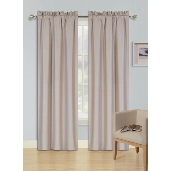 Window treatment R64 solid taupe color 2pc drapes Foam Backing Insulated Window Dressing Curtain Set of 2 Lined Rod Pocket Panels 37"W X 63"L Each