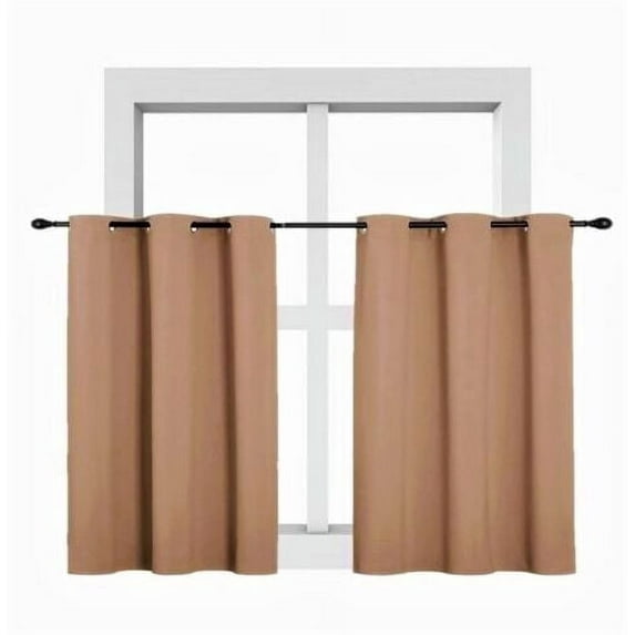 Window treatment curtain thermal insulated blackout size 28" wide X 36" length for kitchen bathroom décor short window 1 panel gold color top grommet K30